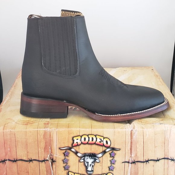NEW MEN\'S BOTIN COWBOY RODEO SLIP ON ANKLE-SQUARE BOOTS ALL LEATHER - #34 main image 4